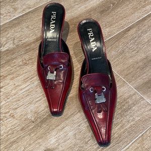 GORGEOUS VINTAGE PRADA MULES IN RED